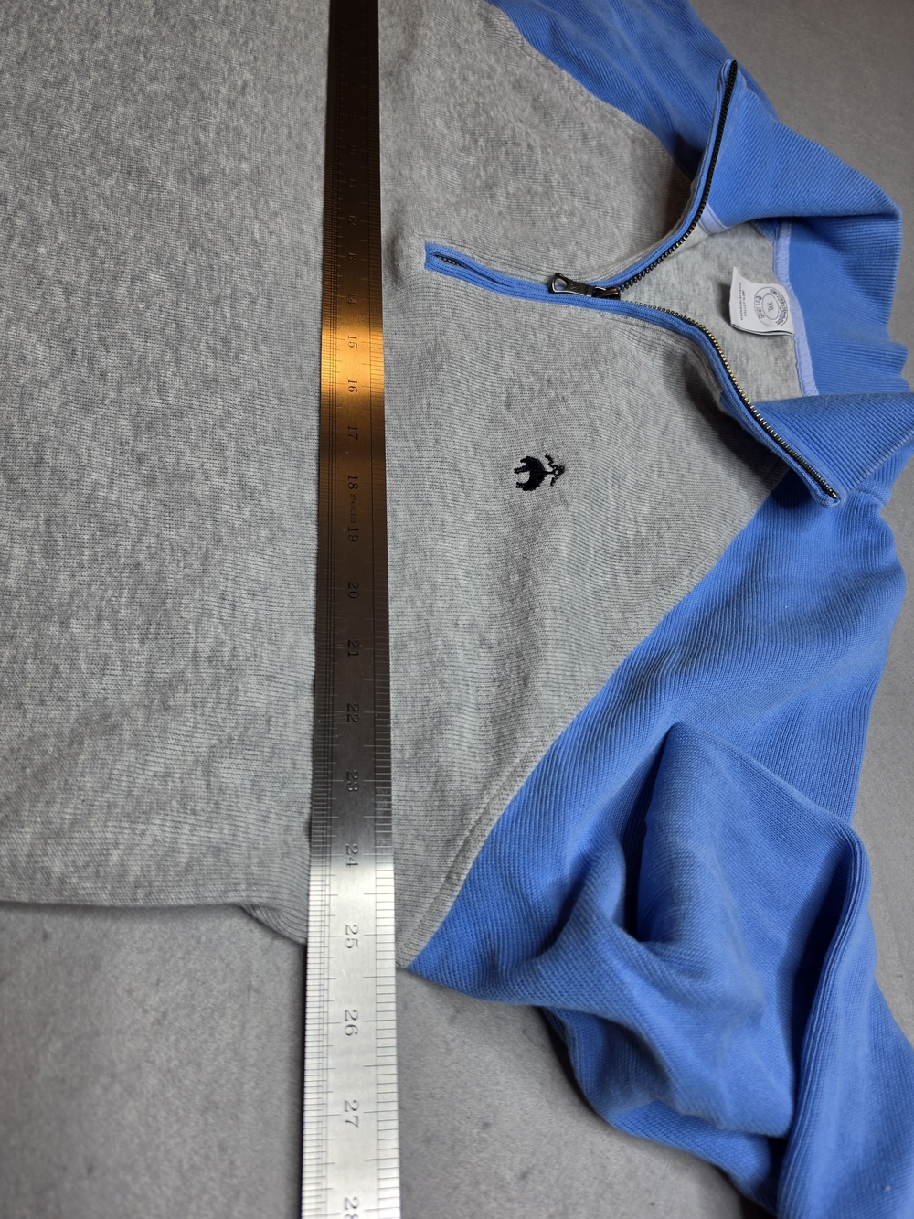 Brooks Brothers Mens Pullover 1/4 Zip Long Sleeve Sweater XXL Gray Blue - Picture 5 of 6